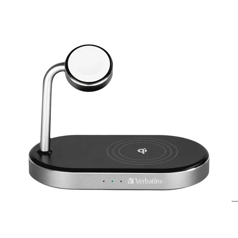 Беспроводное ЗУ Verbatim WCS-02 Aluminium 3-in-1 Qi MFi Wireless, Apple Watch, QC 3.0 Charge