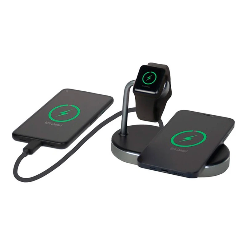 Беспроводное ЗУ Verbatim WCS-02 Aluminium 3-in-1 Qi MFi Wireless, Apple Watch, QC 3.0 Charge