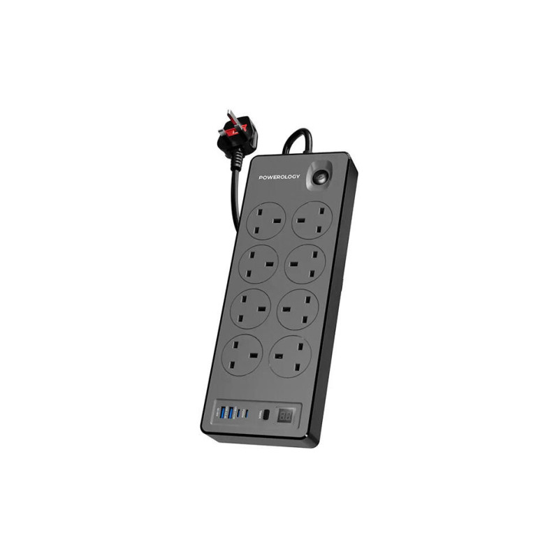 Удлинитель с таймером Powerology Power Strip 8AC 2990W (PD, QC)