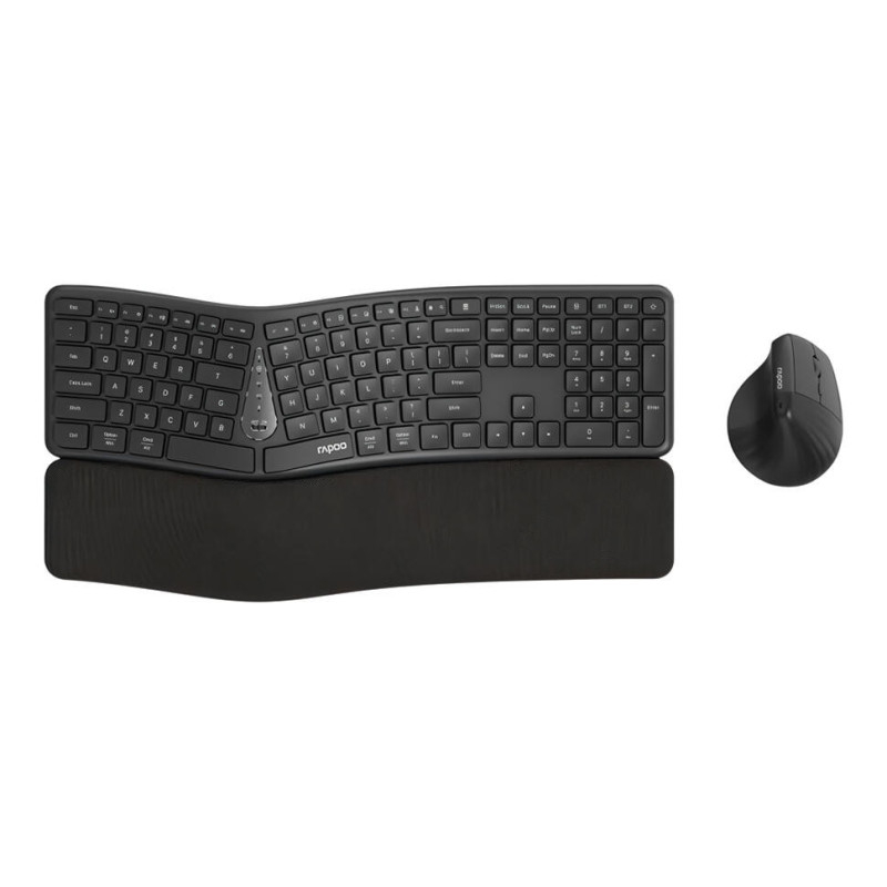 KEYBOARD+MOUSE KIT RAPOO 8810ME ERGONOMIC (DARK GRAY)
