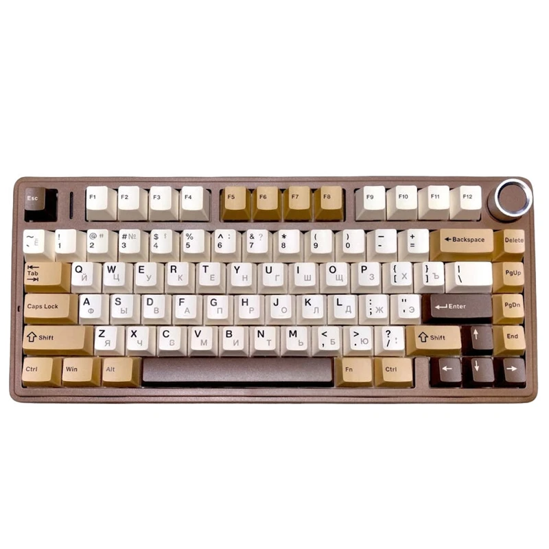 GAMING KEYBOARD AULA F75 DARK BROWN + WHITE GRAY
