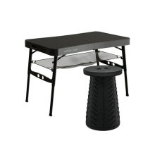 FOLDABLE TRAVEL CAMPING TABLE GREEN LION TABLEE STOOL BLACK