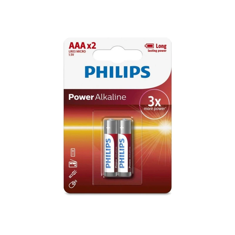 BATTERY PHILIPS POWER ALKALINE 2xAAA