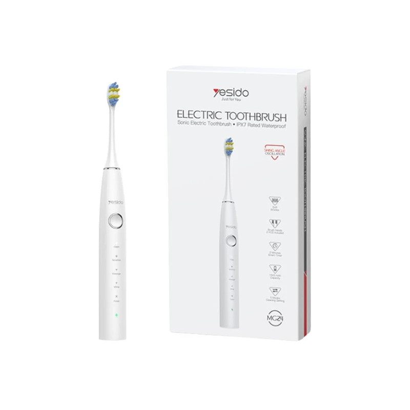 ELECTRIC TOOTHBRUSH YESIDO MG24 SONIC 5 MODES IPX7 WHITE