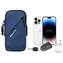 SPORT ARM BAG FOR MOBILE PHONE SPORTS RUNNING FITNESS COMPARTMENT BLUE
