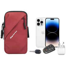 SPORT ARM BAG FOR MOBILE PHONE SPORTS RUNNING FITNESS COMPARTMENT RED