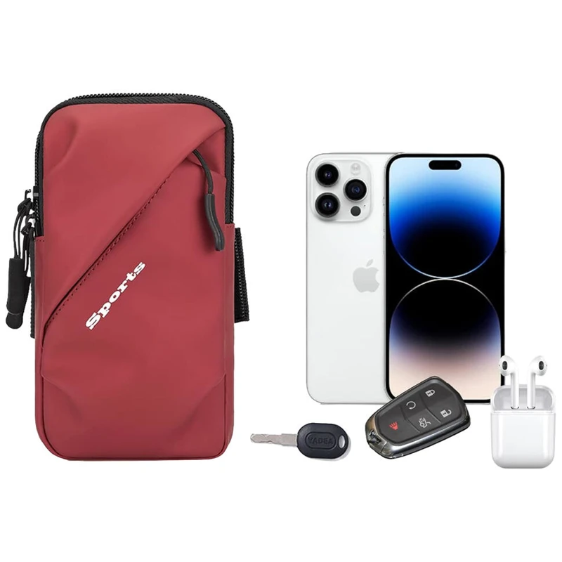SPORTS RUNNING FITNESS COMPARTMENT RED SMARTFON ÜÇIN SPORT EL SUMKASY