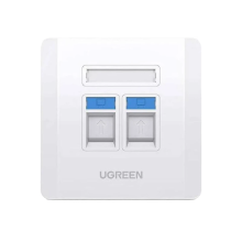 NETWORK IN-WALL SOCKET UGREEN NW144 DUAL-PORT RJ45-RJ11 KEYSTONE SLOTS WHITE 80182