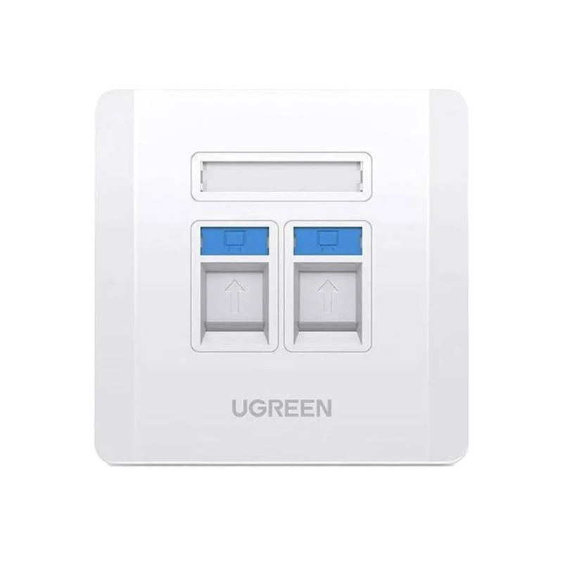 UGREEN NW144 DUAL-PORT RJ45-RJ11 KEYSTONE SLOTS WHITE 80182 СЕТЕВАЯ РОЗЕТКА