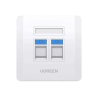 NETWORK IN-WALL SOCKET UGREEN NW144 DUAL-PORT RJ45-RJ11 KEYSTONE SLOTS WHITE 80182