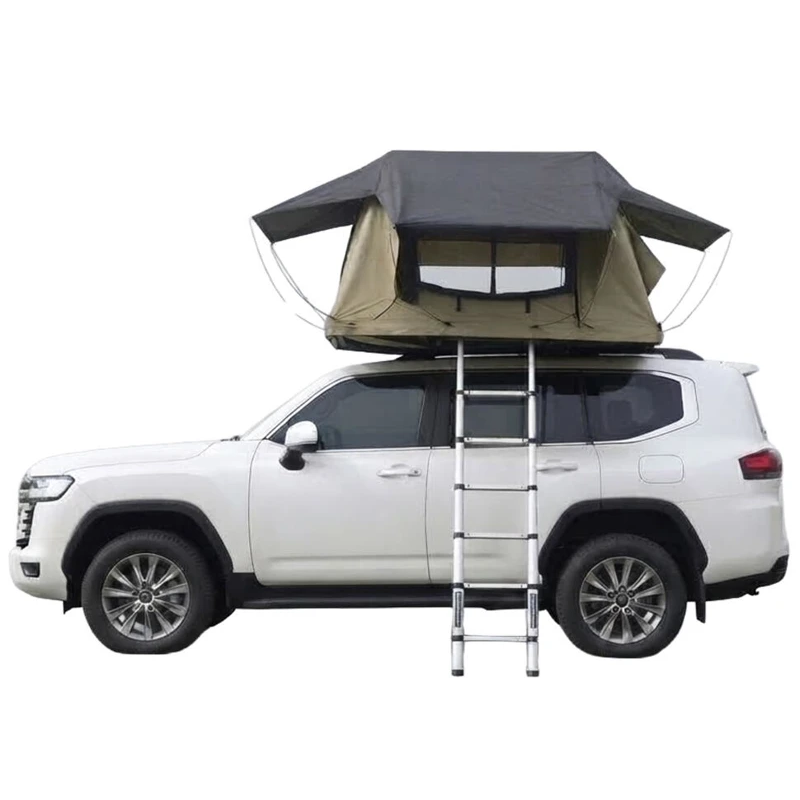 FOLDING ROOFTOP TENT FOR CAR DOUBLE BED 2 PERSON CAPACITY HARDWARE OUTDOOR CAMPING KHAKI