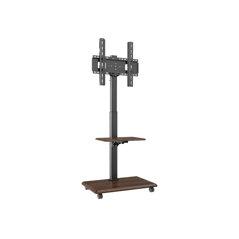 TELEWIZOR ÜÇIN KRONŞTEÝN 26-65" TELEVISIONS WITH MULTI TIER SHELVES DARK WOOD BLACK STEEL HARDWARE