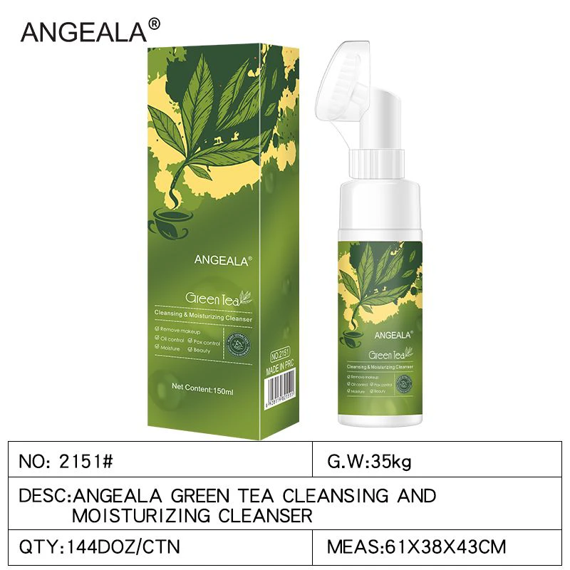 ANGEALA GREEN TEA CLEANSING MOUSSE WITH SILICONE BRUSH 150 ML