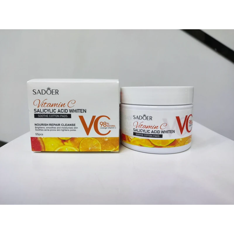 SADOER ВАТНЫЕ ДИСКИ С ВИТАМИНОМ С И САЛИЦИЛОВОЙ КИСЛОТОЙ 55ШТ