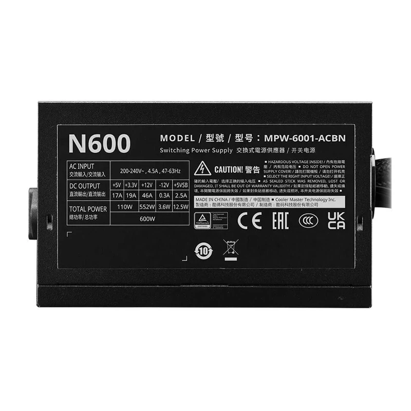 POWER SUPPLY FOR PC COOLER MASTER 600W ELITE NEX N600